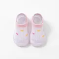 Breathable pink mesh baby walking sock shoes with non-slip soft sole for toddlers - Insole Length 11cm / Pink (611)