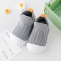 Breathable grey knitted baby walking shoes with soft white scalloped soles - Inner Length 11cm (Sole 11.5cm) / Gray