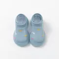 Soft and breathable light blue mesh baby walking sock shoes with non-slip rubber soles - Inner Length 11.5cm / Navy Blue (611)