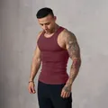 Débardeur côtelé bordeaux ajusté pour homme, idéal pour le fitness et l'entraînement - M / Hauts / Bordeaux
