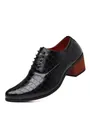 Elegante Herrenschuhe mit Steinmuster und hohem Blockabsatz im britischen Design, Schwarz - 38 / Schwarz