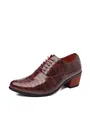 Eleganter weinroter Herren-Lederschuh mit Krokodilprägung und Blockabsatz für Herren - 38 / Rot