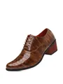 Elegante braune Herren-Lederschuhe mit Steinstruktur, hohem Blockabsatz und Schnürung - 38 / Dunkelbraun