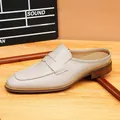 Mules elegantes de cuero genuino blanco marfil para hombre, zapatos casuales - 37 / Blanco Roto