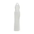 Elegant white two-piece set featuring a halter neck backless top and slim maxi skirt - XS / Top And Bottom / White