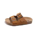 Sandalias de ante marrón para niñas con las hebillas metálicas dobles ajustables - Talla 26 (Interno 16.0cm) / Camel