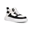 Classic men's black and white mid-top sneakers with 6cm thick platform sole for sports - 35 / Black and White
