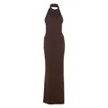 Sexy dark brown halter neck backless camisole top and matching long skirt set for women - S / Top And Bottom / Coffee