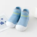 Breathable light blue knitted baby walking shoes with soft white non-slip soles - Size 18-19 (Inner 11.5cm) / Blue (F105)
