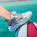 Breathable fly-woven basketball shoes for boys with adjustable dial lace system - 38 / White Blue