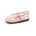 Breathable pink lace mesh Mary Jane shoes for girls featuring a stylish bow detail - Size 21 (13.0cm Inner Length) / Pink