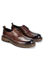 Detailed side view of premium brown leather men's Oxford shoes - 38 / Dark Brown