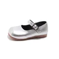 Silberne Mary Jane Schuhe für Mädchen mit quadratischer Zehe und weicher Sohle. - Größe 21 (Innenlänge 13.5CM) / Silber