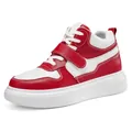 Red and white high-top platform sneakers for men with 6cm height boost and stylish design - 35 / White Red