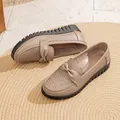 Genuine leather mother's shoes with breathable hollow design and soft rubber soles - 35 / Dusty Pink