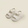 Off-white non-slip summer baby sandals with adjustable velcro straps and metal logo - Size 19 (14.5cm) / Beige (52227)