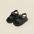 Minimalist black toddler sandals with textured finish and adjustable velcro straps - Size 19 (14.5cm) / Black (52227)