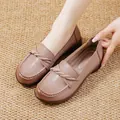 Comfortable soft sole brown loafers for elderly women with flat anti-slip design - 36 / Dusty Pink