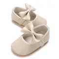 Elegante beige Baby-Lauflernschuhe für Mädchen mit weicher Sohle und schöner Schleife - Aprikose