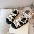 White platform sandals for girls featuring cute bows and crystal buckle embellishments. - Size 23 Inner Length 14.6CM (Pack of 3) / Off White