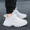 White breathable children's sport sneakers featuring chunky soles and hook-and-loop straps - 29 / White Leather Style (788)
