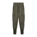Vue détaillée du jogging cargo vert olive avec taille à cordon et poignets côtelés - S / Vert Militaire