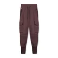 Vue détaillée d'un pantalon de sport bordeaux avec poches cargo et cordon de serrage - Bordeaux