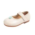 Zapatos Mary Jane beige de cuero para niñas con suela blanda y decoración de flores - EU 23-27 (Lote de 5 pares) / Blanco Roto