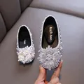 Silver glittery girls princess shoes with rhinestone snowflake for dance party events - 21 / Silver