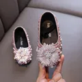 Sparkling pink rhinestone princess shoes for girls with pearl accents and flower detail. - 21 / Pink