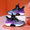 Lightweight purple and blue kids mesh running shoes with rotary buckle dial lacing system - 29 / Black Purple Mesh