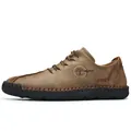Handgefertigte braune Leder-Freizeitschuhe für Herren mit Baumlogo und schwarzer Sohle - 38 / Khaki
