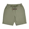 Detailed view of olive green men's summer breathable linen casual shorts with drawstring - S / Bottoms / Green