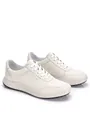 Zijaanzicht detail van premium heren sneakers van gebroken wit leer met zachte zool - 40 / Wit