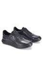 Λεπτομερής πλαϊνή όψη από μαύρα δερμάτινα casual sneakers με μαλακή σόλα για άνδρες - 41 / Μαύρο
