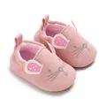 Detaillierte Ansicht rosa Baby-Bodensocken mit weicher Sohle und niedlichem Maus-Design - Innenlänge 11cm / Rosa