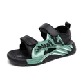 Fashionable boys' sports sandals in mint green and black with soft non-slip sole - 28 / Black Green