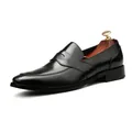 Klassische schwarze Herren-Business-Loafer aus echtem Leder mit elegantem Penny-Riemen. - 37 / Loafer (139) / Schwarz