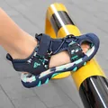 Boys closed-toe summer sports sandals with navy blue and green camouflage pattern - 28 / Moonlight Blue (222)