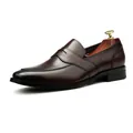 Klassischer dunkelbrauner Leder-Loafer für Herren mit elegantem Schuhspanner aus Holz - 37 / Loafer (139) / Kaffeebraun