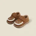 Elegant brown baby girls leather walking shoes with floral embroidery and lace trim - Inner Length 12cm / Lace Floral Embroidered Shoes (20MBX95008) / Brown