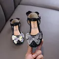Élégantes chaussures de princesse noires pour filles avec papillon en strass brillant - Noir