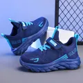 Scarpe sportive traspiranti in mesh blu per ragazzi dai 6 ai 12 anni, ideali per la corsa - Blu scuro