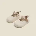 Cream toddler girl Mary Jane shoes with floral strap detail - Inner Length 12cm / Color Block Mary Jane Walkers (30MBX0397) / Beige