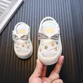 Witte peutersandalen voor meisjes met bloemenborduurwerk en strik in prinsessenstijl - Beige