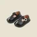 Classic black toddler Mary Jane walking shoes with white circular buckle and toe detail - 12cm / T-Strap Round Buckle Mary Jane Walkers (9MBX6015) / Black