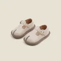 Elegant cream T-strap baby princess shoes with round buckle and soft non-slip rubber sole - 14cm (Size 22) / T-Strap Mary Jane Walkers (9MBX6015) / Beige