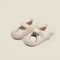 Toddler girl princess walking shoes with quilted design and bunny motif - Inner Length 12cm / Rabbit Quilted Mary Jane Shoes (2MBX1169) / Beige