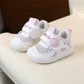 Zapatos de malla transpirable para bebés con suelas suaves antideslizantes para niños - Talla 16 (Longitud 12.0cm) / Rosa