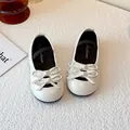 Classic white Mary Jane shoes for girls featuring an elegant double bow and elastic strap - Size 23 Inner Length 14.2cm / Off White